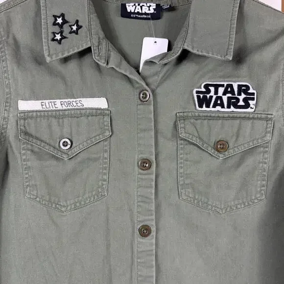 Vintage Y2K Star Wars Elite Forces Embroidered Patches Shirt Jacket #1291 SZ MED - Picture 2 of 5